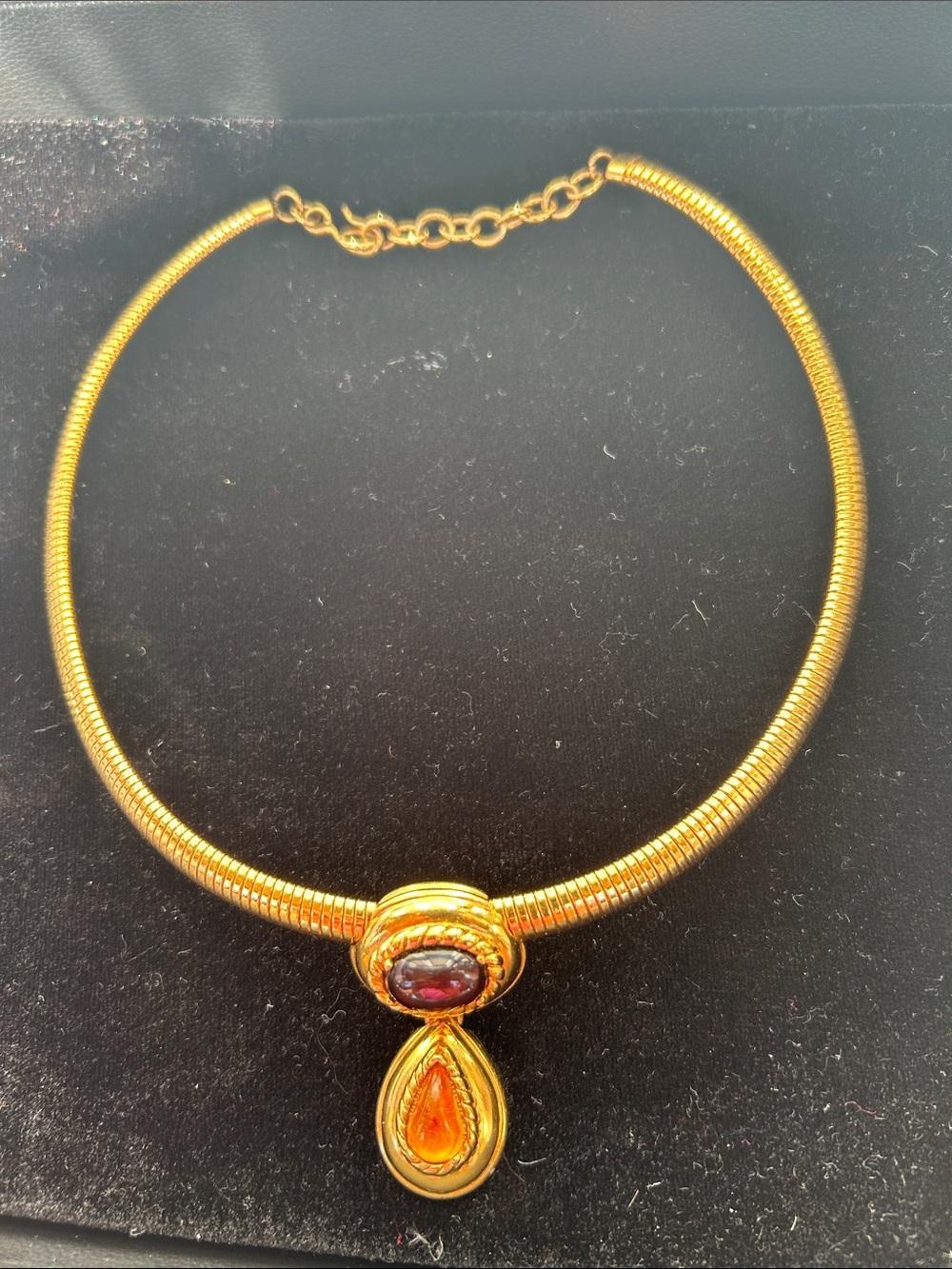 Monet Gold-Tone Necklace with Faux Gemstones Choker